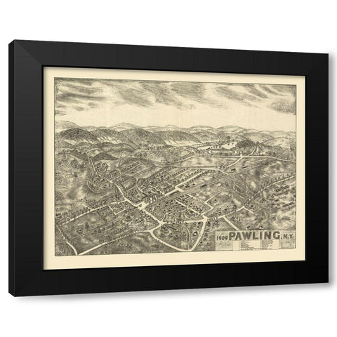 Pawling New York - Smith 1909  Black Modern Wood Framed Art Print with Double Matting by Smith