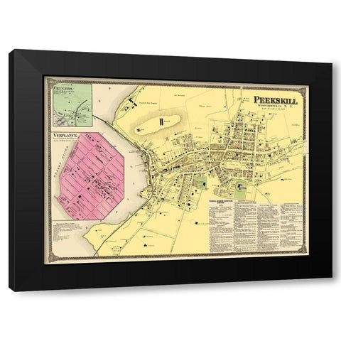 Peekskill New York Landowner - Beers 1868 Black Modern Wood Framed Art Print with Double Matting by Beers