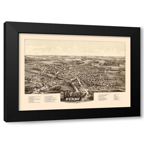 Perry New York - Norris 1892  Black Modern Wood Framed Art Print with Double Matting by Norris