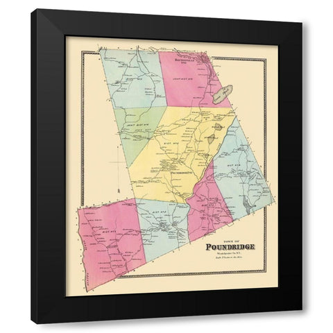 Poundridge New York Landowner - Beers 1868 Black Modern Wood Framed Art Print with Double Matting by Beers