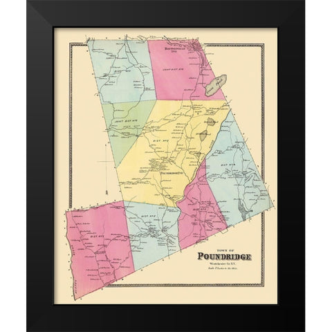 Poundridge New York Landowner - Beers 1868 Black Modern Wood Framed Art Print by Beers