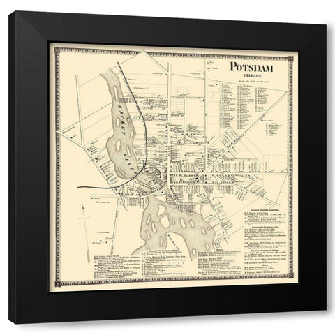 Potsdam Village New York Landowner - Stone 1865 Black Modern Wood Framed Art Print with Double Matting by Stone