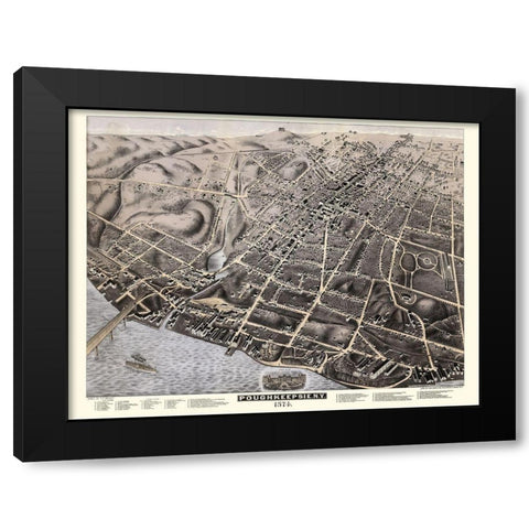 Poughkeepsie New York - Bailey 1874  Black Modern Wood Framed Art Print with Double Matting by Bailey