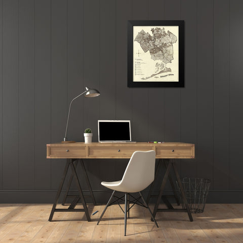 Queens New York -1918 Black Modern Wood Framed Art Print by Unknown