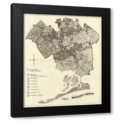Queens New York -1918 Black Modern Wood Framed Art Print by Unknown