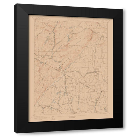 Ramapo New York Sheet - USGS 1893 Black Modern Wood Framed Art Print with Double Matting by USGS