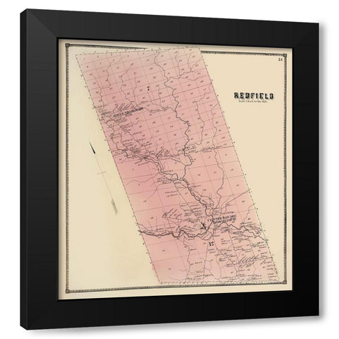 Redfield New York Landowner - Stone 1866 Black Modern Wood Framed Art Print with Double Matting by Stone