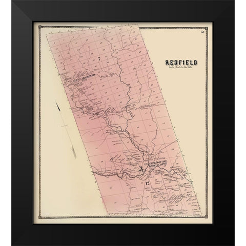Redfield New York Landowner - Stone 1866 Black Modern Wood Framed Art Print by Stone