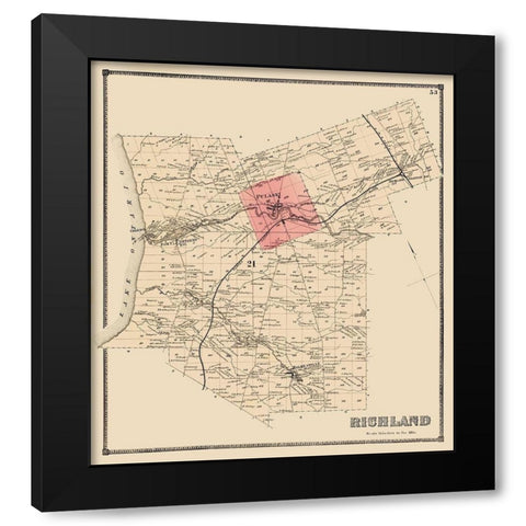 Richland New York Landowner - Stone 1866 Black Modern Wood Framed Art Print by Stone