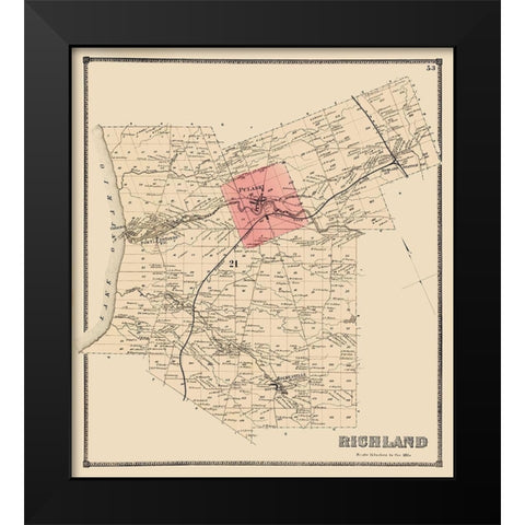 Richland New York Landowner - Stone 1866 Black Modern Wood Framed Art Print by Stone