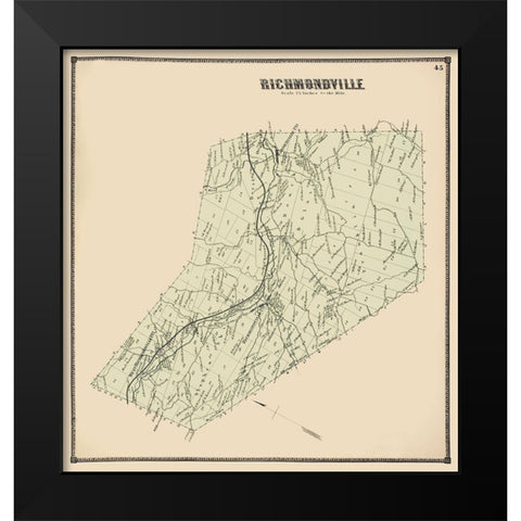 Richmondville New York Landowner - Stone 1866 Black Modern Wood Framed Art Print by Stone
