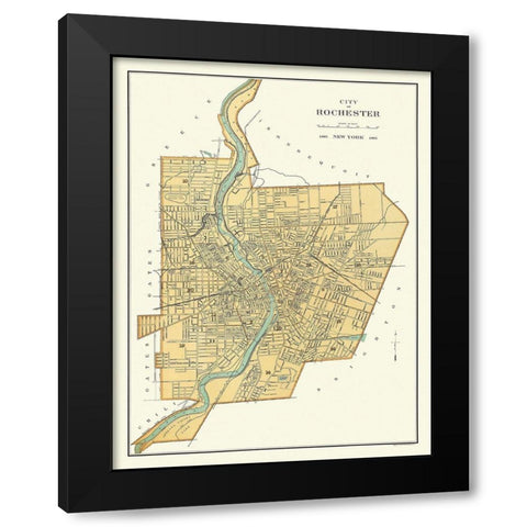 Rochester New York - Bien 1895 Black Modern Wood Framed Art Print with Double Matting by Bien