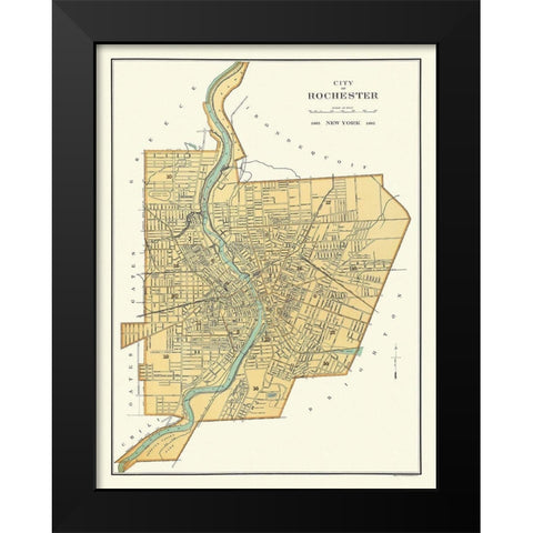 Rochester New York - Bien 1895 Black Modern Wood Framed Art Print by Bien