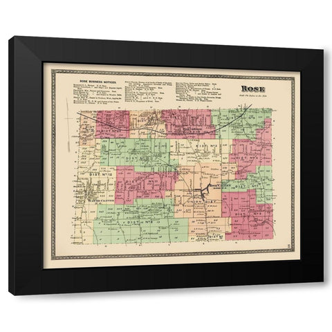 Rose New York Landowner - Beers 1874 Black Modern Wood Framed Art Print with Double Matting by Beers
