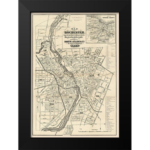 Rochester New York - Allis 1872  Black Modern Wood Framed Art Print by Allis