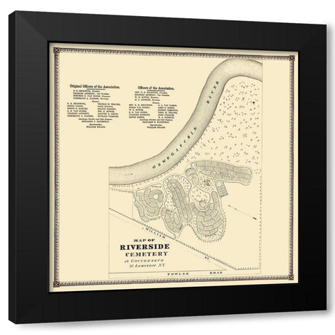 Gouverneur New York Riverside Cemetery - Stone Black Modern Wood Framed Art Print by Stone