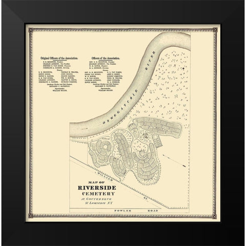 Gouverneur New York Riverside Cemetery - Stone Black Modern Wood Framed Art Print by Stone