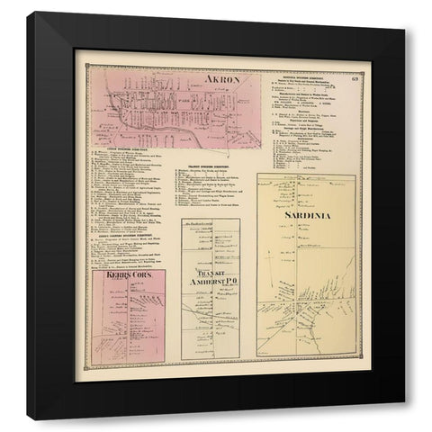Akron, Kerrs, Transit, Sardinia New York Black Modern Wood Framed Art Print by Stone