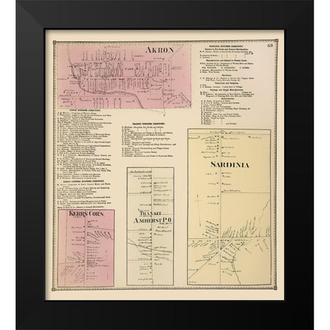 Akron, Kerrs, Transit, Sardinia New York Black Modern Wood Framed Art Print by Stone