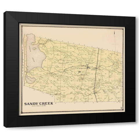 Sandy Creek New York Landowner - Stone 1866 Black Modern Wood Framed Art Print with Double Matting by Stone