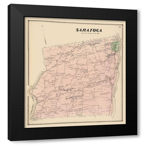 Saratoga New York Landowner - Stone 1866 Black Modern Wood Framed Art Print by Stone