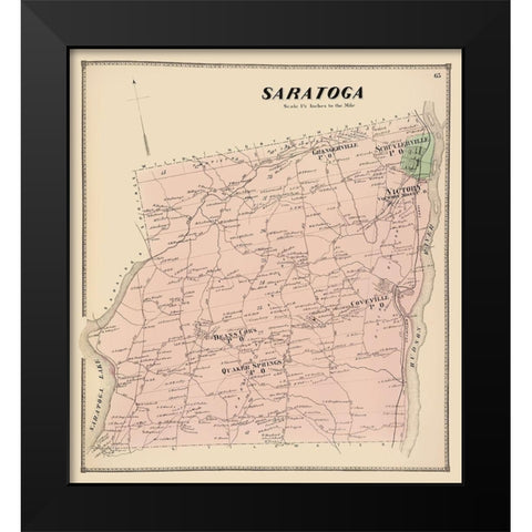 Saratoga New York Landowner - Stone 1866 Black Modern Wood Framed Art Print by Stone