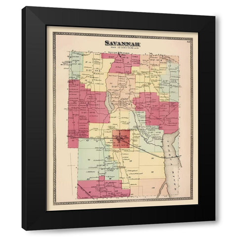 Savannah New York Landowner - Beers 1874 Black Modern Wood Framed Art Print by Beers