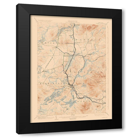 Saranac New York Quad - USGS 1904 Black Modern Wood Framed Art Print with Double Matting by USGS