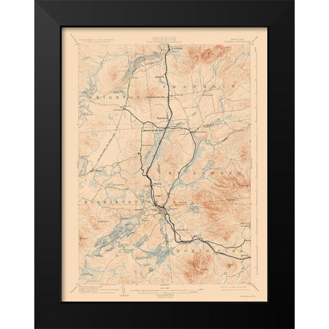 Saranac New York Quad - USGS 1904 Black Modern Wood Framed Art Print by USGS