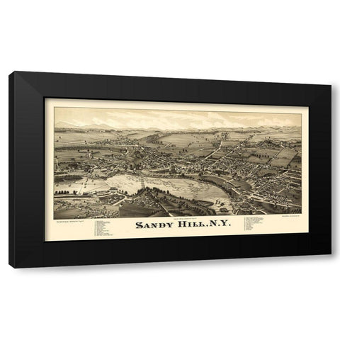 Sandy Hill New York - Burleigh 1884  Black Modern Wood Framed Art Print by Burleigh