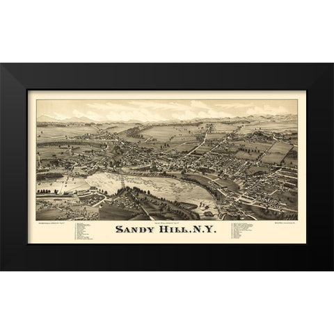 Sandy Hill New York - Burleigh 1884  Black Modern Wood Framed Art Print by Burleigh