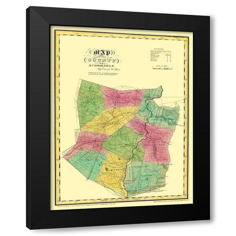 Schoharie New York Landowner - Burr 1829 Black Modern Wood Framed Art Print with Double Matting by Burr