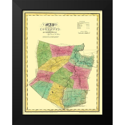 Schoharie New York Landowner - Burr 1829 Black Modern Wood Framed Art Print by Burr