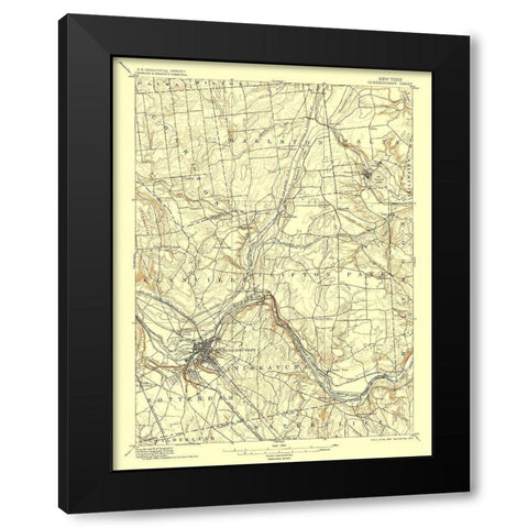Schenectady New York Quad - USGS 1898 Black Modern Wood Framed Art Print with Double Matting by USGS