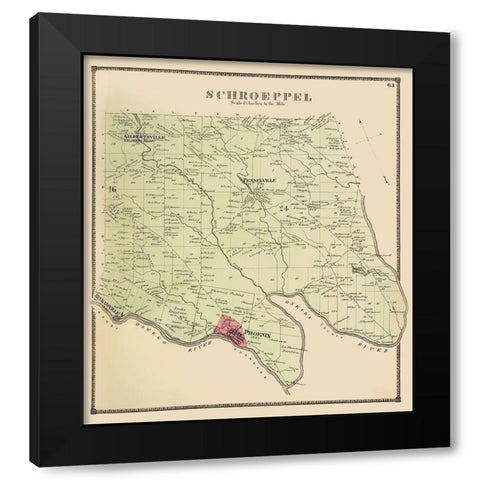Schroeppel New York Landowner - Stone 1866 Black Modern Wood Framed Art Print by Stone