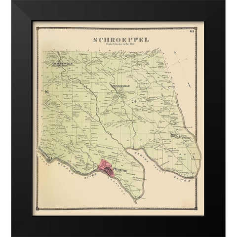 Schroeppel New York Landowner - Stone 1866 Black Modern Wood Framed Art Print by Stone