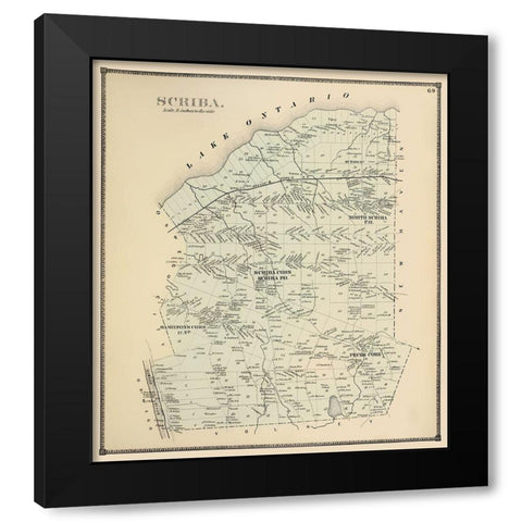 Scriba New York Landowner - Stone 1866 Black Modern Wood Framed Art Print by Stone