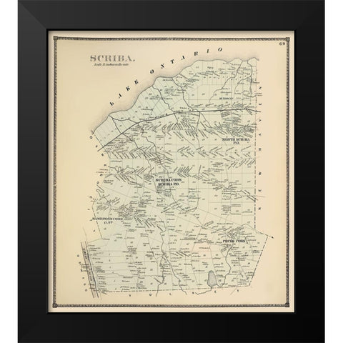 Scriba New York Landowner - Stone 1866 Black Modern Wood Framed Art Print by Stone