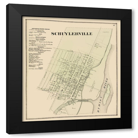 Schuylerville New York Landowner - Stone 1866 Black Modern Wood Framed Art Print by Stone