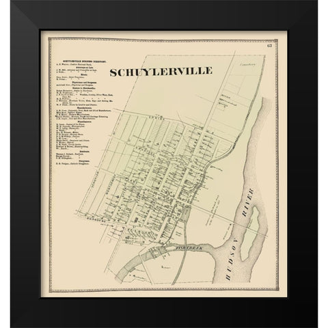 Schuylerville New York Landowner - Stone 1866 Black Modern Wood Framed Art Print by Stone