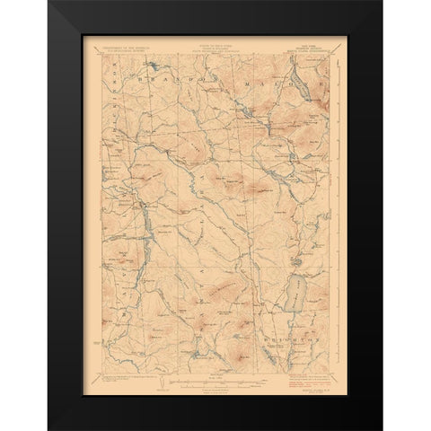 Santa Clara New York Quad - USGS 1921 Black Modern Wood Framed Art Print by USGS