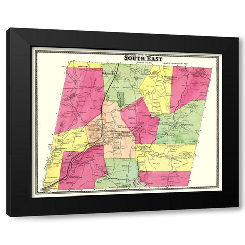 Putnam County   South East New York - Beers 1895 Black Modern Wood Framed Art Print by Beers