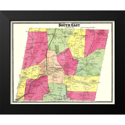 Putnam County   South East New York - Beers 1895 Black Modern Wood Framed Art Print by Beers