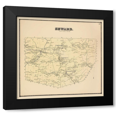 Seward New York Landowner - Stone 1866 Black Modern Wood Framed Art Print by Stone