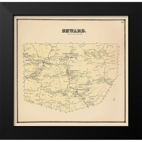 Seward New York Landowner - Stone 1866 Black Modern Wood Framed Art Print by Stone