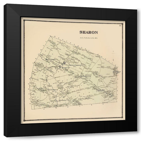 Sharon New York Landowner - Stone 1866 Black Modern Wood Framed Art Print by Stone