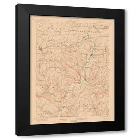 Shoharie New York Quad - USGS 1900 Black Modern Wood Framed Art Print by USGS