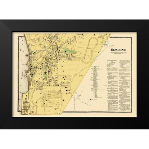 Ossining, Singsing New York Landowner - Beers 1868 Black Modern Wood Framed Art Print by Beers