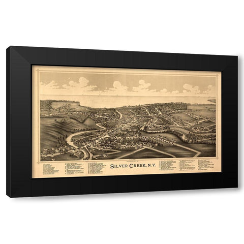 Silver Creek New York -Burleigh 1892  Black Modern Wood Framed Art Print by Burleigh