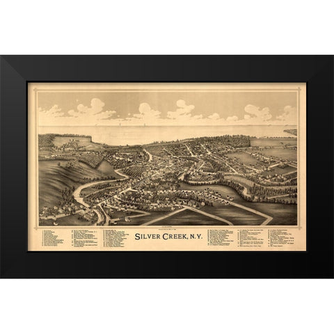 Silver Creek New York -Burleigh 1892  Black Modern Wood Framed Art Print by Burleigh